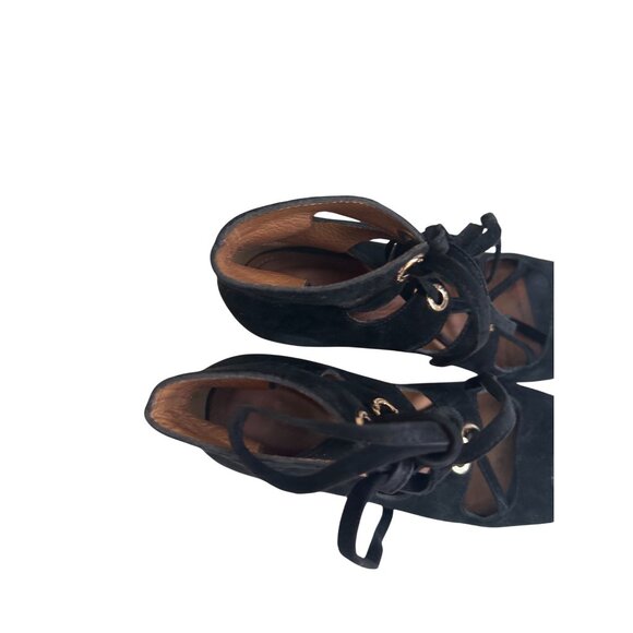 COACH Black Suede Laceup Block Heels Size 8.5 - Picture 5 of 10